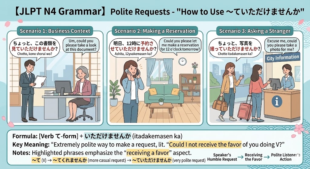 【JLPT N4】Polite Requests: How to Use ~ていただけませんか