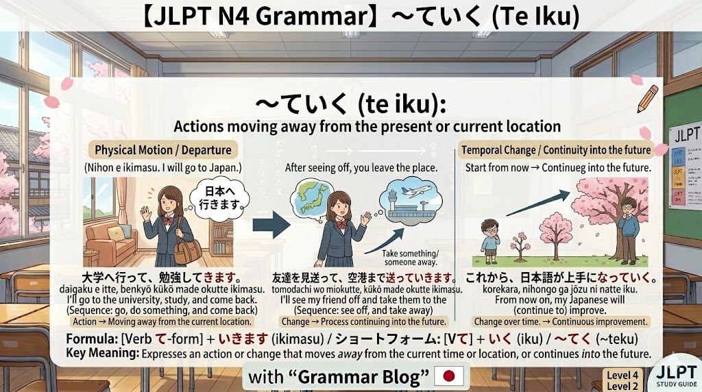 【JLPT N4】〜ていく (Te Iku) - 【Tips for JLPT】JLPT Information Hub