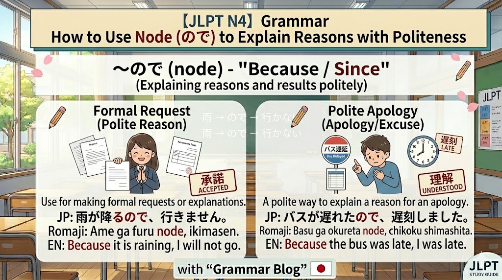 【JLPT N4】 "Node" to Explain Reasons with Politeness