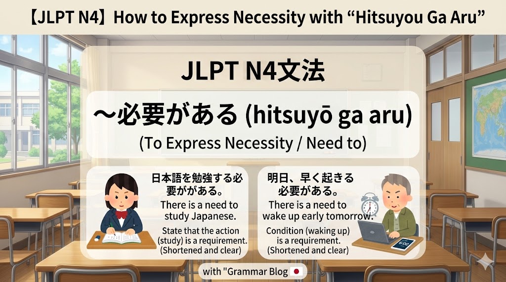 【JLPT N4】How to Express Necessity with "Hitsuyou Ga Aru"