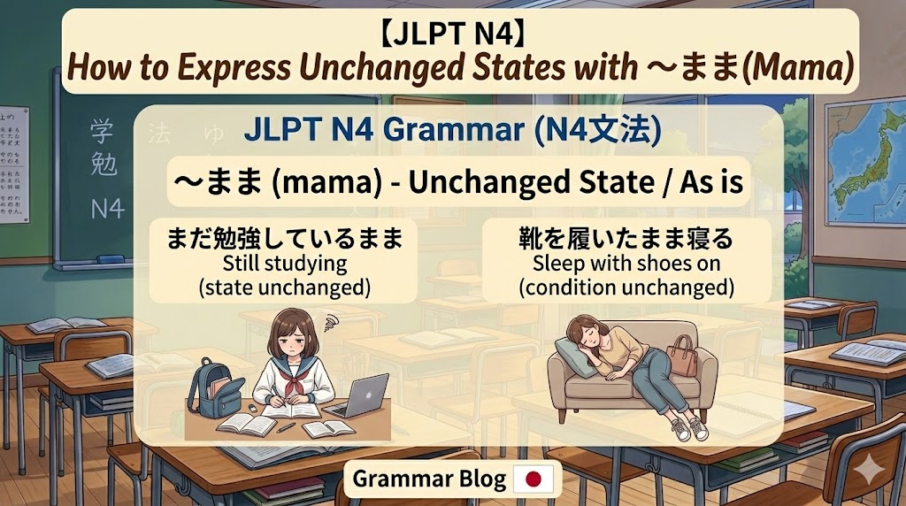 【JLPT N4】How to Express Unchanged States with ~まま(Mama)