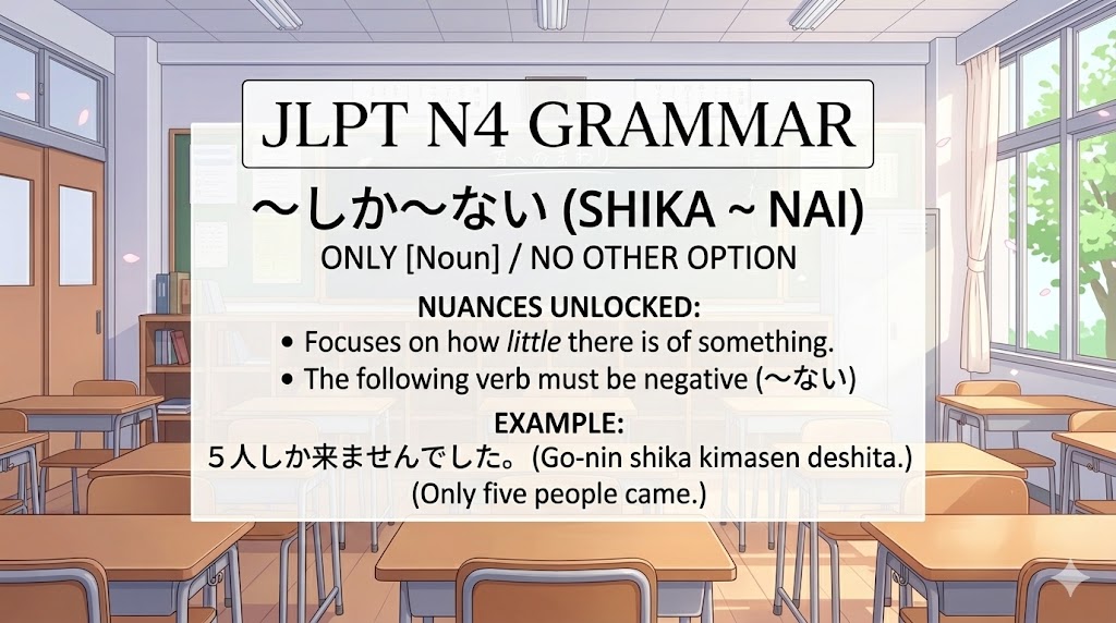 【JLPT N4】Unlocking the Nuances of "〜しか〜ない"