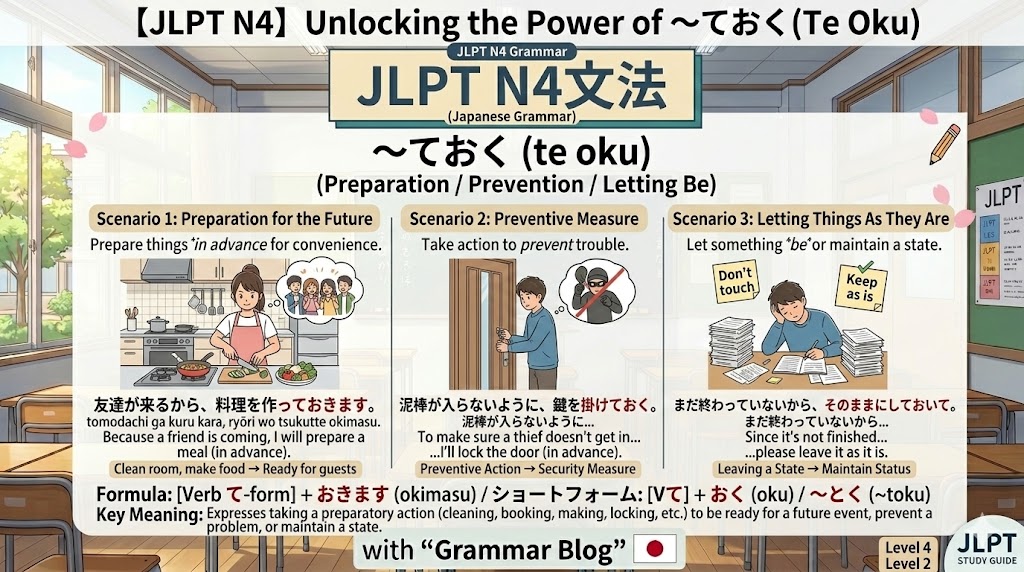 【JLPT N4】Unlocking the Power of 〜ておく(Te Oku)