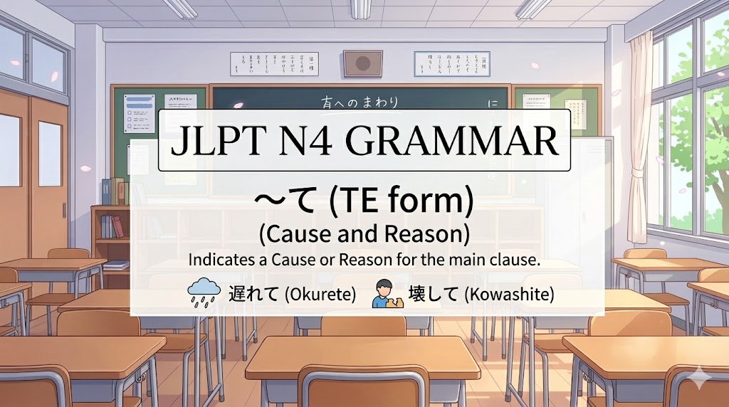 【JLPT N4】〜て for Cause and Reason